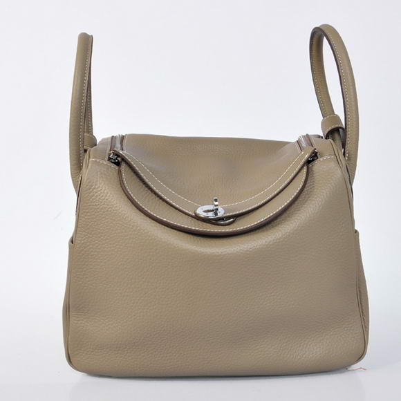 High Quality Replica Hermes Lindy 30CM Havanne Handbags 1057 Grey Leather Silver Hardware